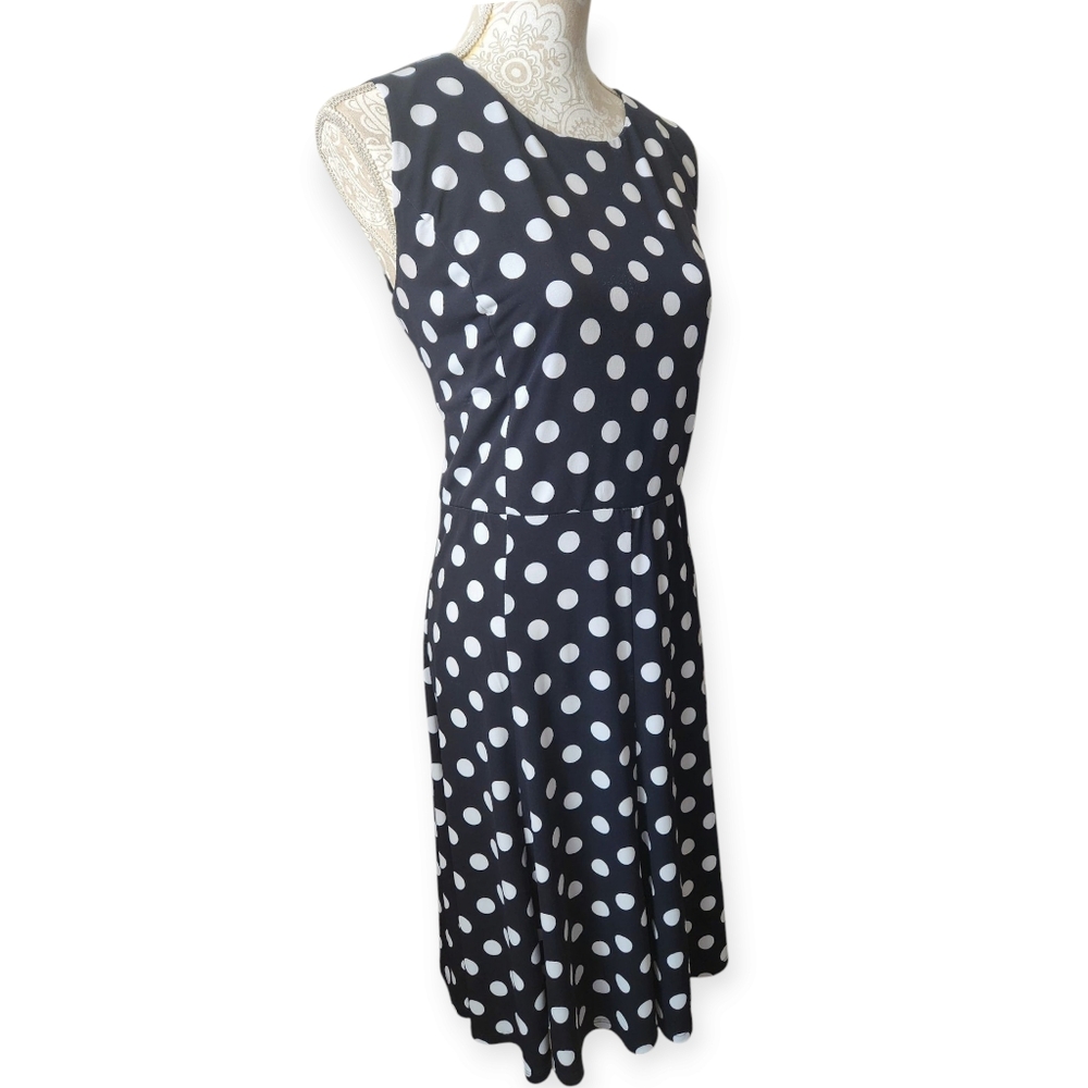 Ronni Nicole Fit and Flair Black & White Polka Dot Dress Size XL